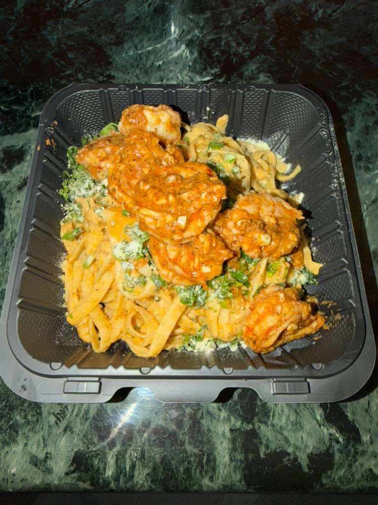 Cajun Shrimp Pasta at Bourbon Street Sweet & Savory, Asian Fusion Restaurant in Yucaipa